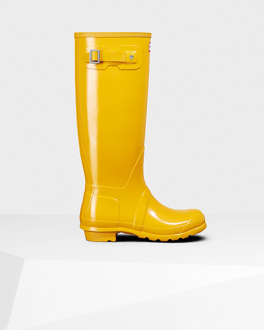 Womens Hunter Original Gloss - Tall Rain Boots Yellow - 6408-WRUSG